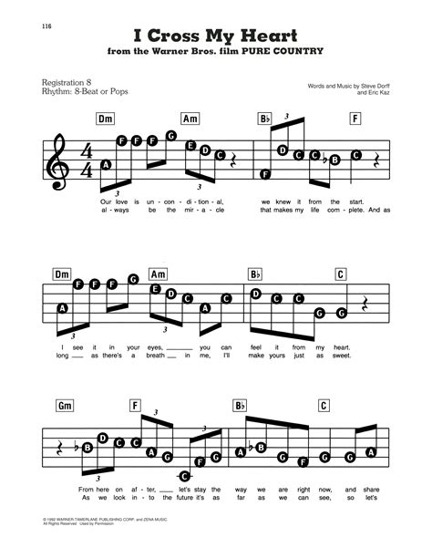 I Cross My Heart by George Strait Sheet Music for E-Z Play Today at