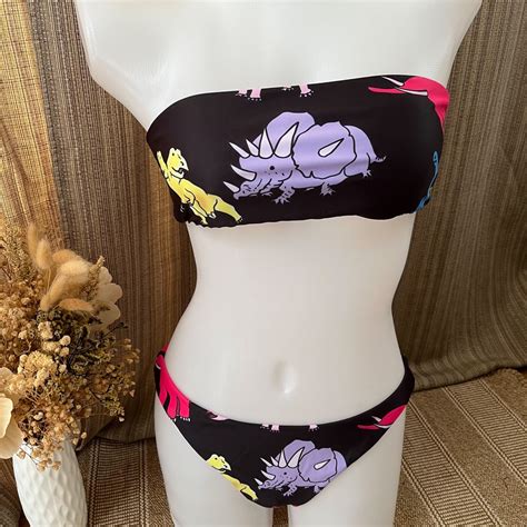 Dinosaur Print Bikini Women S Fashion Swimwear Bikinis Swimsuits On Carousell