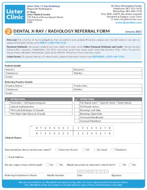 Fillable Online DENTAL X RAY RADIOLOGY REFERRAL FORM Fax Email Print