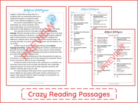 Artificial Intelligence Reading Comprehension Passage And Questions Pdf Teaching Resources