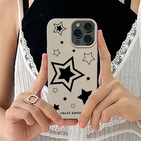 Lemon Glossy Khaki Soft Shell Y2k Five Pointed Star Simple Suitable For Phone Case Model 14pro