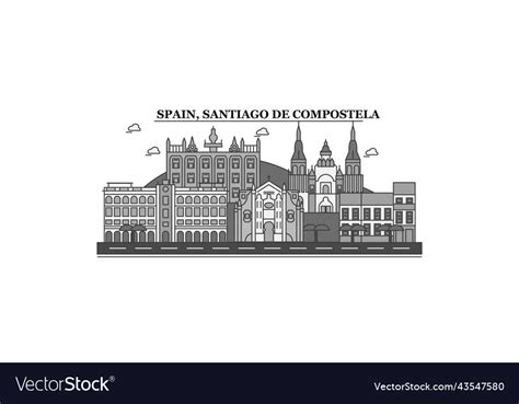 Spain santiago de compostela city skyline Vector Image