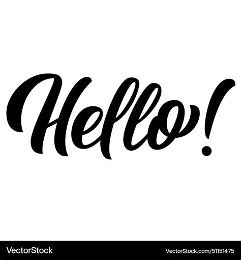 Hello Hand Lettering Custom Typography Ink Vector Image