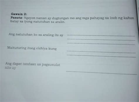 Panuto Ngayon Naman Ay Dugtungan Mo Ang Mga Pahayag Sa Loob Ng Kahon