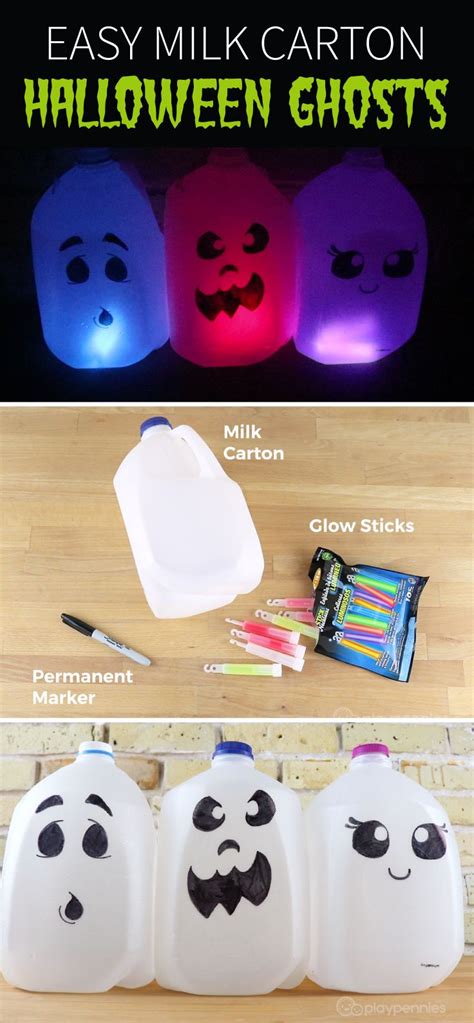 How To Make Easy Milk Carton Halloween Ghosts | Fun halloween crafts ...