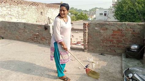 Garmio Mein Ghar Ki Safai Village Woman Work Pakistani Village