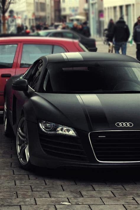 Matte Black Audi R8 with Black Racing Stripe - FaveThing.com