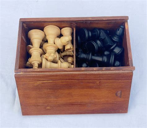 Vintage Chess Set Turned Wood in Wooden Box Chess Set - Etsy