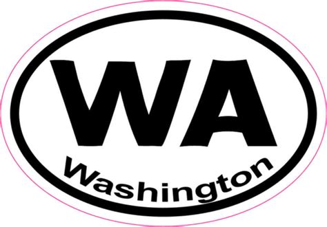 3in x 2in Oval WA Washington Sticker Vinyl Car Window State Bumper ...