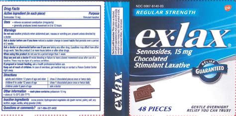 Ex Lax Regular Strength Chocolated Stimulant Laxative Sennosides Tablet Chewable