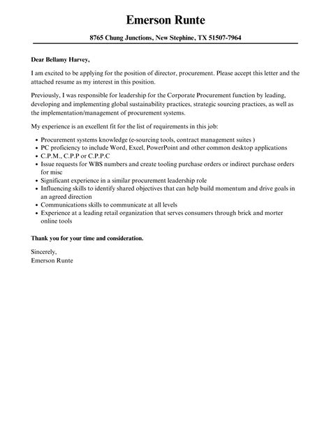 Director Procurement Cover Letter Velvet Jobs