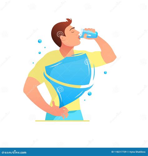 Protection Of The Body Man Is Drinking Water Stock Vector