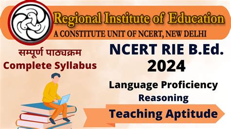 RIE B Ed 2024 Teaching Aptitude Complete Syllabus NCERT RIE BEd