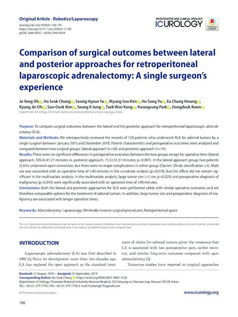 Pdf Comparison Of Surgical Outcomes Between Lateral And