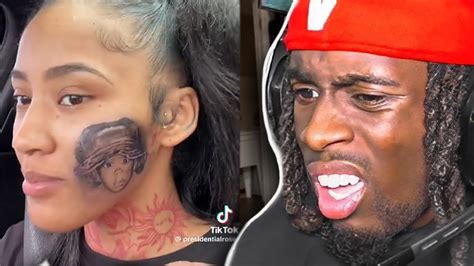 She Gets Kai Cenat Face Tattoo On Her Face Youtube