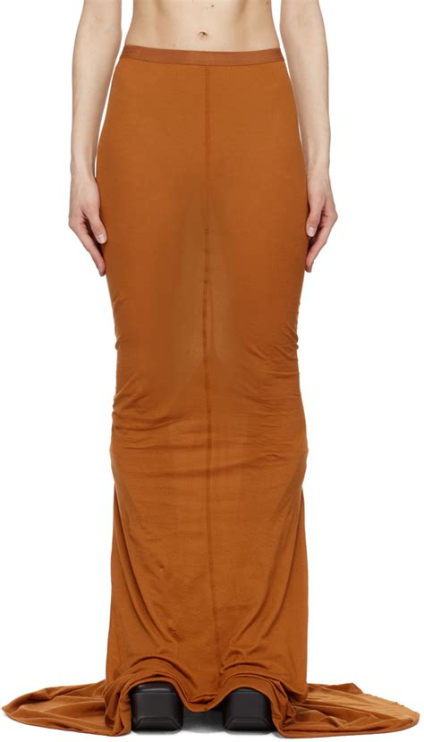 Orange Pillar Maxi Skirt By Rick Owens On Sale