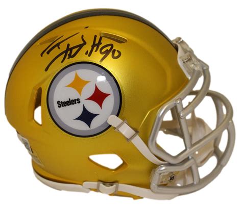 Tj Watt Autographed Signed Pittsburgh Steelers Blaze Mini Helmet Bas