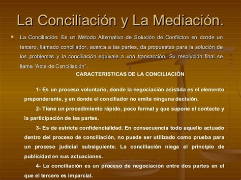 Diapositivas De La Conciliacion Y Mediacion