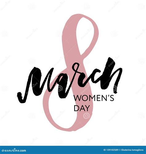 March 8 Happy Womans Day Watercolor Lettering Greeting Card Vector