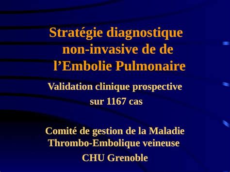 Ppt Strat Gie Diagnostique Non Invasive De De Lembolie Pulmonaire