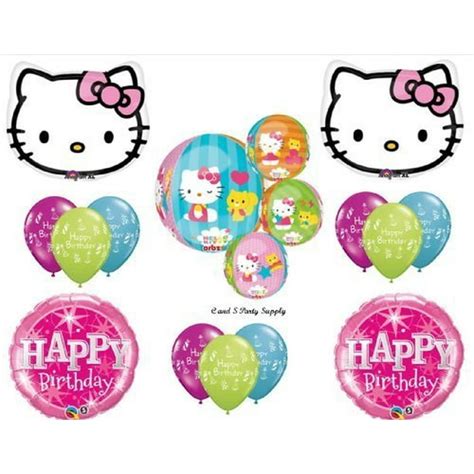 Hello Kitty Orbz Happy Birthday Party Balloons Decorations Supplies Dots By Anagram Walmart