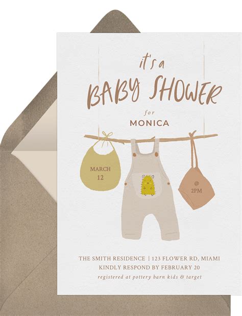 Baby Overalls Invitations In Creme Greenvelope