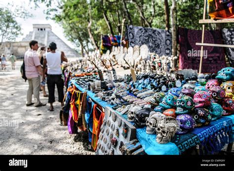 Chichen Itza Mexico Market Stalls Selling Local Souvenirs And