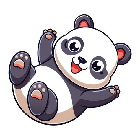 Cute panda cub rolling around with a smile illustration art 60319183