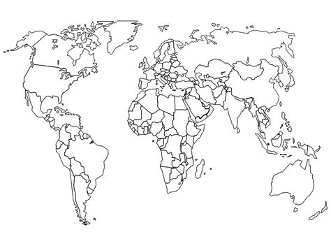 Printable World Map Outline Free Sample Example And Format Templates Free Sample Example