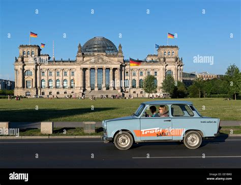 Berlin Germany Trabant 601 Car Lender Trabi Safari Drives Past The