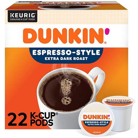 Dunkin Espresso Style Coffee Keurig® K Cup® Pods Extra Dark Roast Coffee 22 Count