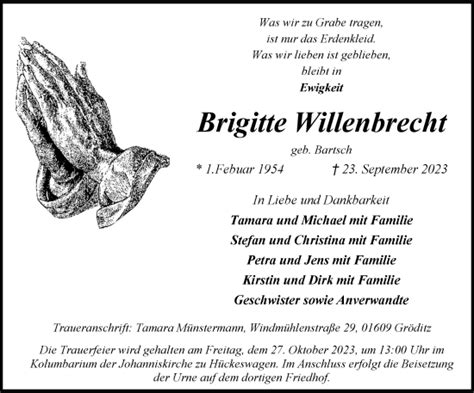 Alle Traueranzeigen F R Brigitte Willenbrecht Trauer Rp Online De