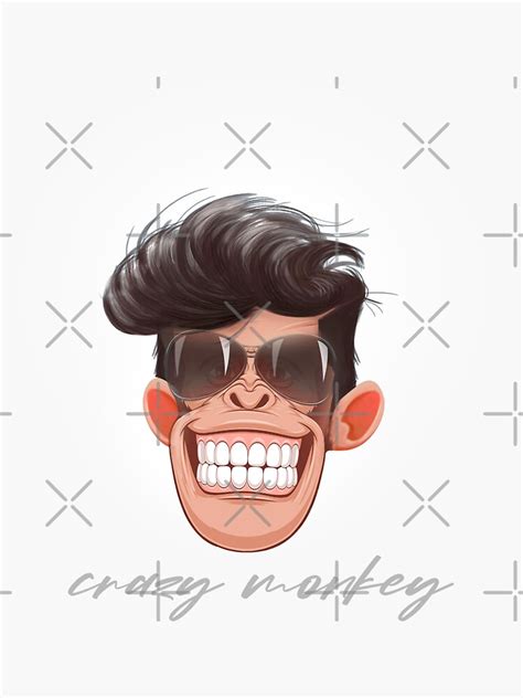 Crazy Monkey Sticker For Sale By Aidaros Redbubble