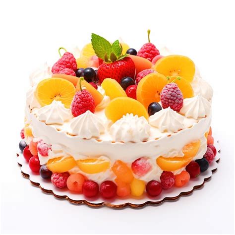 Premium Photo | Sweet colorful fruit cake with variety of fruits on ...