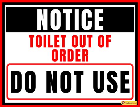 10 Printable Toilet Out Of Order Sign Printable World