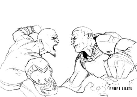 Kratos vs Doom Slayer doodle by ArdathLilitu on DeviantArt