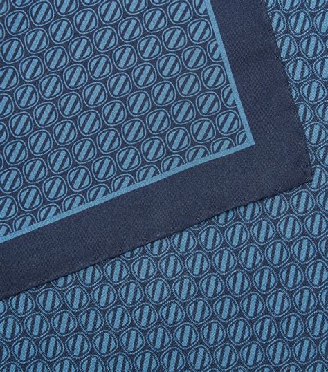 Zegna Blue Silk Monogram Pocket Square Harrods Uk