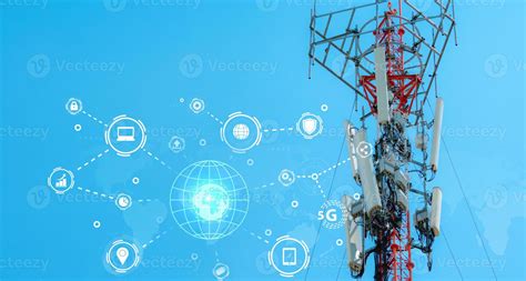 Telecommunication Tower For 5g Network Antenna On Blue Sky Communication Technology