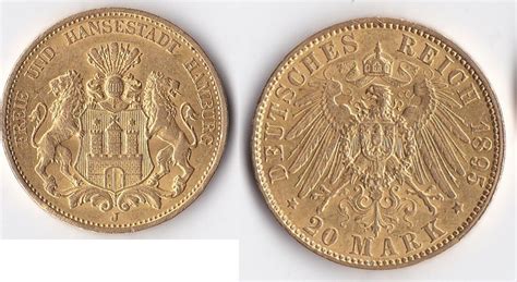 Deutsches Reich Hamburg Mark Kursm Nze Gold Anlagegold Vz