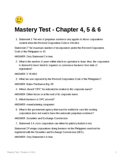 Chapters 1 6 Midterm Mastery Test 10