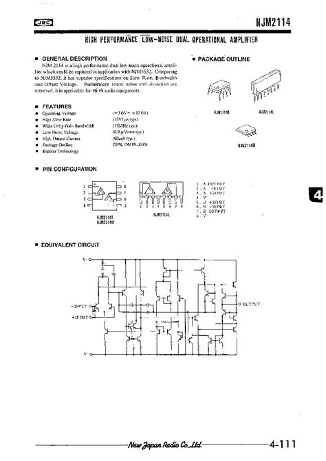 Jrc D Datasheet Pages Njrc High Performance Low Noise Dual