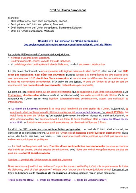 CM Droit de l UE 2 Cours Droit de lUnion Européenne Manuels