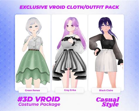 Vroid Clothing Pack Cosplay Costume Kawaii Clothes Vroid Outfit