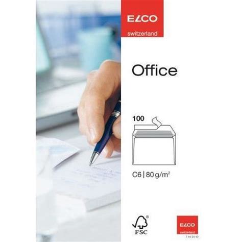 Elco 74454 12 Paquet de 100 enveloppes sans fenêtre Format C6 Blanc