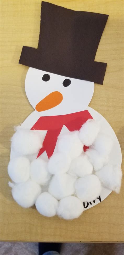 Cotton Ball Snowman Craft | Kindergarten crafts, Winter crafts for kids ...