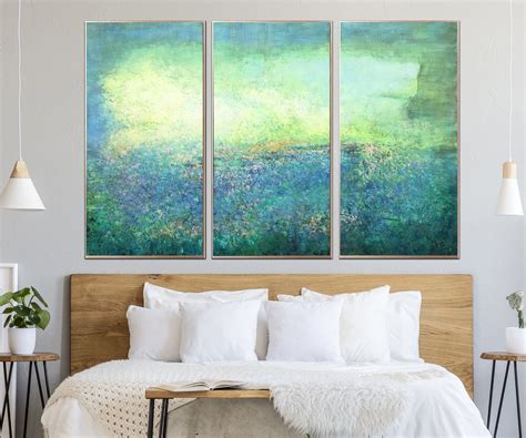 Green Abstract Painting Large Canvas Wall Art Blue Abstract Painting ...