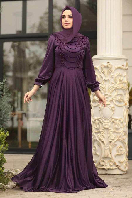 Purple Hijab Evening Dress Mor Neva Style