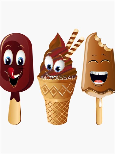 Three Chocolate Ice Creams Sticker For Sale By MOYASSAR Redbubble