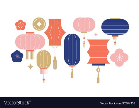 Collection of chinese lanterns chinese new year Vector Image