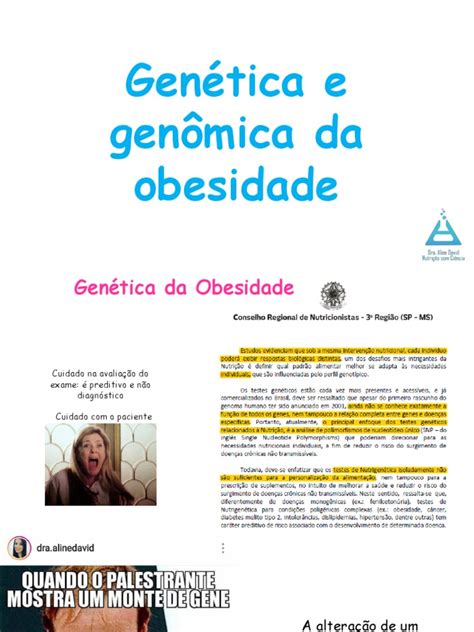 Aula 12 Genética E Genômica Da Obesidade Pdf Genoma Obesidade